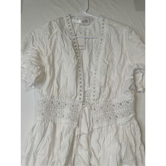 Ekouaer white maxi tie lace coverup, NWT, size small - Picture 3 of 6